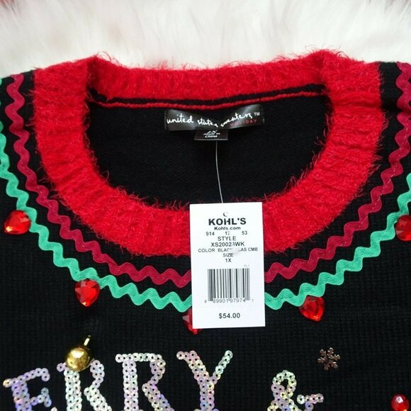 NWT Holiday Sweater Embellished Polar Bear Ugly Sweater Christmas Party 1X - Picture 11 of 12